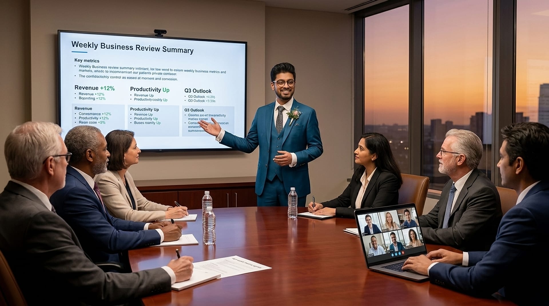 Syed Nabil Kabir leading a Weekly Business Review with senior stakeholders